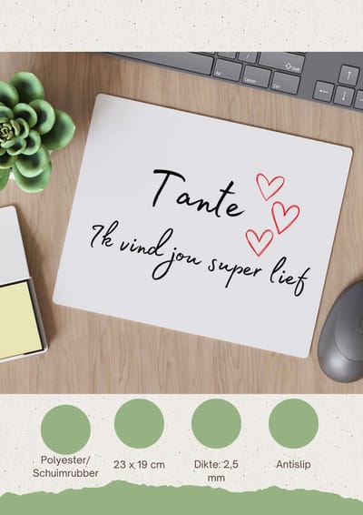 Akyol - tante ik vind jou super lief Muismat - Tante - de liefste tante - verjaardag - cadeautje voor tante - tante artikelen - kado - geschenk - 23 bij 19 cm