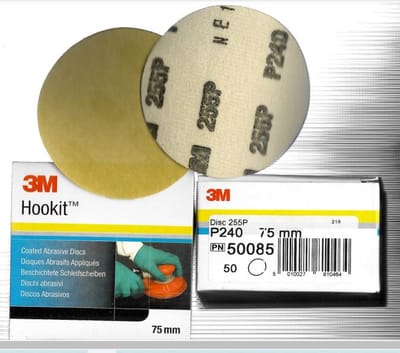 3M 50085 255P Hookit schuurschijven 75 mm P240 - Prijs per verpakking ( inhoud per verpakking 50 stuks)