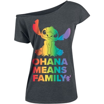 Lilo & Stitch - Disney T-shirt - Ohana Rainbow - S tot XXL - voor Vrouwen - grijs
