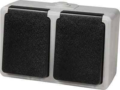 Stopcontact voor buiten - Wandcontactdoos opbouw - Stekkerdoos voor buiten IP44 - Buitenstopcontact max 250 V - Grijs