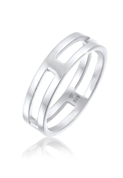 KUZZOI - Ring - Heren Band Ring Bar Solid Trend Basic in 925 Sterling Zilver Gold Plated - Heren