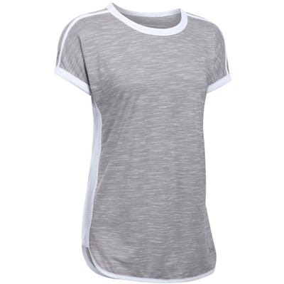 Under Armour Fashlete Mesh T-shirt Piping Top Grijs - Dames
