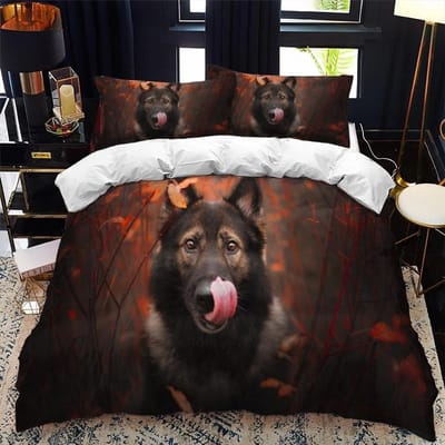 Duitse herder dekbedovertrek koning koningin 3D mooie hond patroon beddengoed set voor kinderen jongens meisjes schattig huisdier puppy zacht dekbedovertrek 140x200cm 3pcs