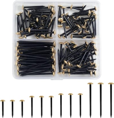 Stalen Spijkers - Frame Nagels Wandnagels - Decoratie Ophangen - Gehard Staal Goudkleurige Kop - 140 Stuks 20-40 mm