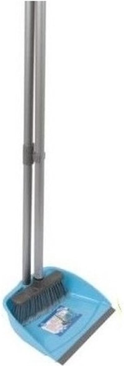 BETRA Stoffer en blik - blauw - lange steel - 76 cm - blik 24x16 cm - veger 18 cm breed - kunststof