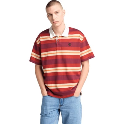 Timberland Ss Striped Rugby Polo Burnt Henna Taglia: L | Polo Outlet | Uomo