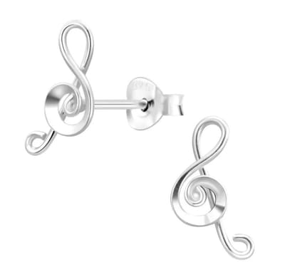 Joy|S - Zilveren muzieksleutel oorbellen - 7 x 12 mm - G sleutel