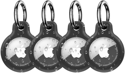 Waterdichte Sleutelhanger Geschikt voor Apple Airtag | Zwart 4-Pack | Ideaal voor huisdier, hond, kat, fiets, auto, sleutels, koffer, fatbike | Hoesje | Keychain | Houder | Sleutelhanger | Case