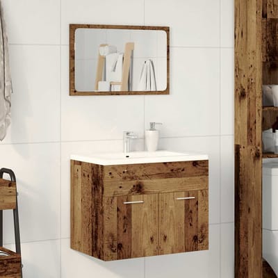 vidaXL - 2-delige - Badkamermeubelset - bewerkt - hout - oud - houtkleurig