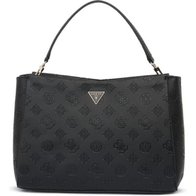 GUESS handtas schoudertas Tisha Girlfriend Satchel Black Logo zwart
