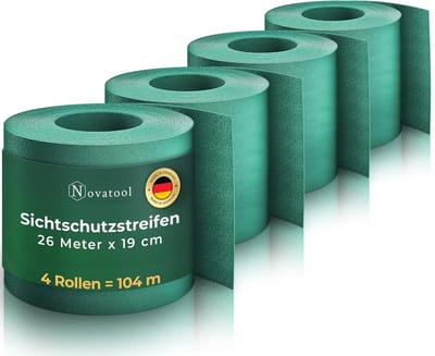 Novatool Premium PP 104m rol privacy strips voor dubbelstaafmat hekwerk groen voor 40 rijen, 1,1 mm extra sterke UV-bestendigheid metalen hek privacy strips hekwerkelementen privacy hekwerk