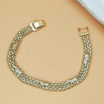 Bracelet éléphant design creux mode bijoux luxe léger bracelet chaîne large pour femmes or