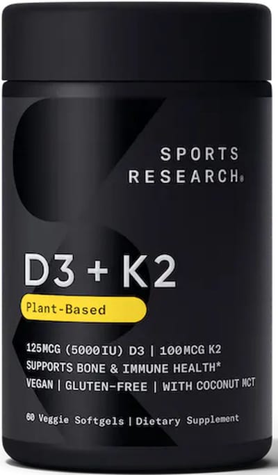 Sports Research Vitamine D3+K2 in kokosolie - 60 Vegetarische capsules