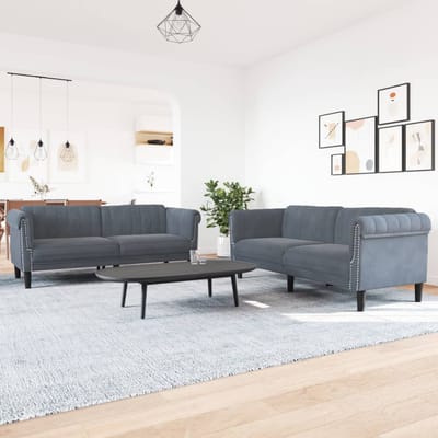 vidaXL - 2-delige - Loungeset - fluweel - donkergrijs