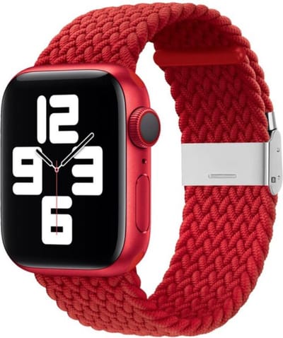 By Qubix - Geschikt voor Apple Watch bandje - Braided nylon bandje - Rood - Geschikt voor Apple Watch 44mm / 45mm / 46mm / 49mm (Ultra 1,2 en 3) - nylon - bandje iWatch