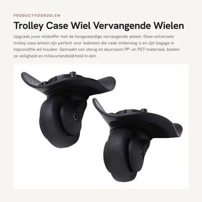 Dailygoods- Reiskoffer Wiel Vervangend - Universele Trolley Wielen - Geluiddempend - Slijtvast - Stevig en Duurzaam - Eenvoudig te Installeren - Bagagewielen
