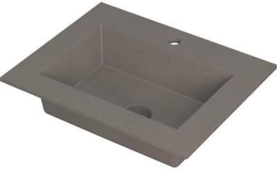 INK Kraft Wastafel Enkele Bak 1 Kraangat - 600x450x10 mm - Quartz Beton