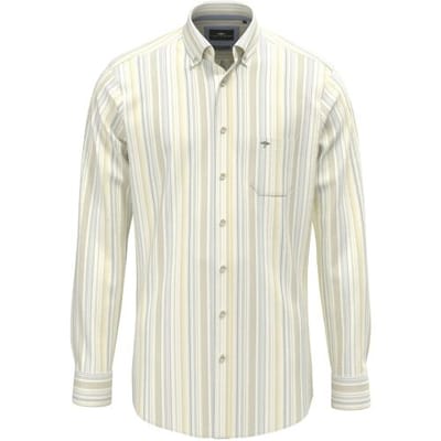 Fynch-Hatton Overhemd Poplin Multi Stripes Button-Down Pale Yellow / male