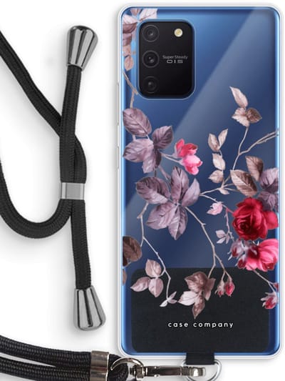 Case Company® - Hoesje met koord geschikt voor Samsung Galaxy Note 10 Lite hoesje met Koord - Mooie bloemen - Telefoonhoesje met Zwart Koord - Bescherming aan alle Kanten en Over de Schermrand