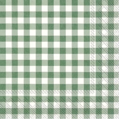 Ihr Servetten Vichy Karo - 20x stuks - 3-laags - - groen/wit geblokt - 33 x 33 cm - Lente/pasen