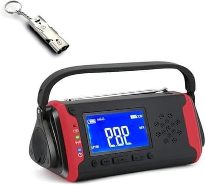 Nood Weer Radio - Oplaadbare Radio Zaklamp - Noodsituaties Voorbereiden - 4000mAh Batterij - 4 Oplaadmethoden - Zwart