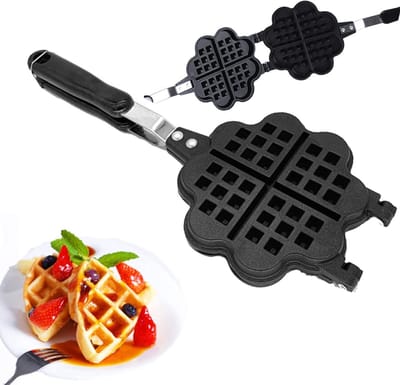 Non-Stick Wafelijzer voor Perfecte Wafels - Ideaal voor Thuisgebruik en Gezellige Ontbijten, Inclusief Bakvorm en Afdrukplaat