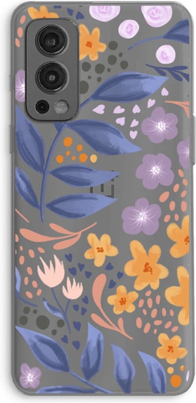 Case Company® - Hoesje geschikt voor OnePlus Nord 2 5G hoesje - Flowers with blue leaves - Soft Cover Telefoonhoesje - Bescherming aan alle Kanten en Schermrand