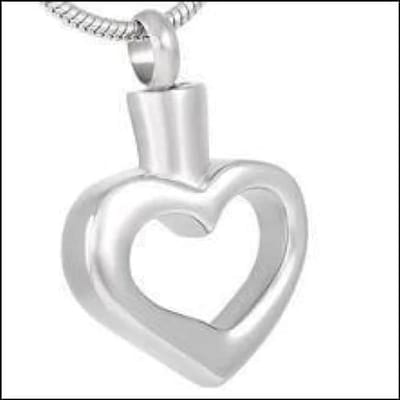 Aramat Jewels | Gedenkhangers | Stalen Hart Ashanger – Zilverkleurig Assieraad RVS Gedenksieraad | Open Hart-3x2cm | |20mm | Staal | Volwassenen | Verkleurd niet