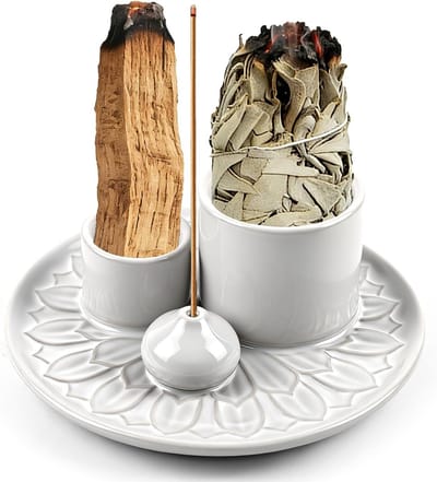 Multifunctionele Incensestickhouder voor Palo Santo, Salie en Kaarsen - Perfect voor Thuisdecoratie, Meditatie en Yoga (Wit)