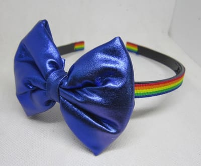 ZoeZo Design - haarband - diadeem - grote strik - blauw - rainbow