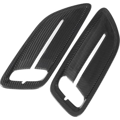 2 Pièces Cache d'Aération de Capot Moteur Fibre de Carbone Avant Supérieur Capot Sortie d'Air Couvercle Remplacement pour Kia Stinger 2018 black