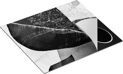 Chefcare Inductie Beschermer Abstracte Kunst - Marmer met Gloed - Zwart Wit - 60x50 cm - Afdekplaat Inductie - Kookplaat Beschermer - Inductie Mat