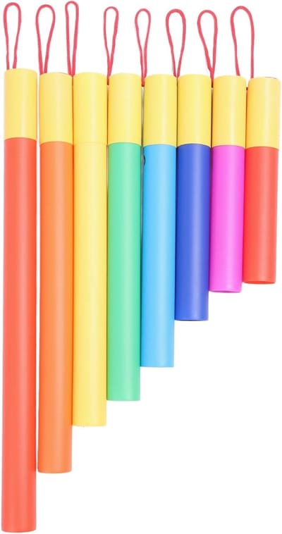 Muziekbuisset - Slaginstrumenten set - Muziek leren spelen - 8 interactieve buizen - 64 x 19 x 13 cm
