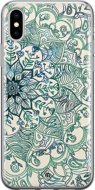 Casimoda® hoesje - Geschikt voor iPhone Xs - Mandala Blauw - Siliconen/TPU telefoonhoesje - Backcover - Geometrisch patroon - Multi