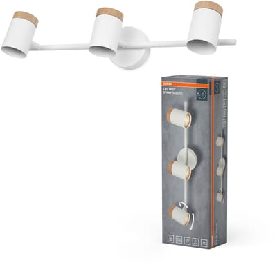 OSRAM LED Spot Stamp plafondlamp 3xGU10 wit hout, drievoudige spotbalk 230V, draaibare spots voor de woonkamer