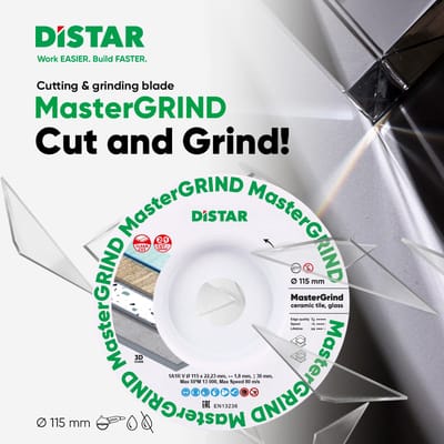 Diamant doorslijpschijf 1A1R V 115 × 1,8 / 1,5 × 30 × 22,23 – MasterGRIND - Diamond cutting blade 1A1R V 115x1,8/1,5x30x22,23 MasterGRIND