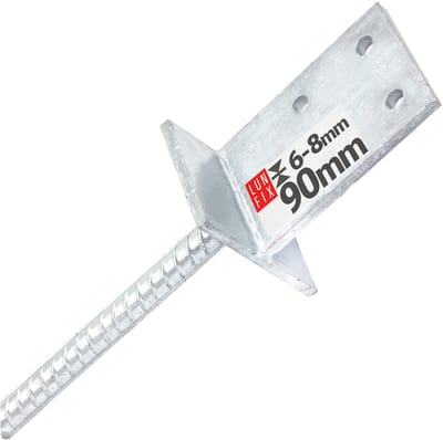 LUN FIX - Pfostendrager 90x90x130 mm - Verzinkt - 1 stuk - Betonnen ankerbasis - voor hekposten - Dikke staal 8 mm - Betonnen anker 200 mm