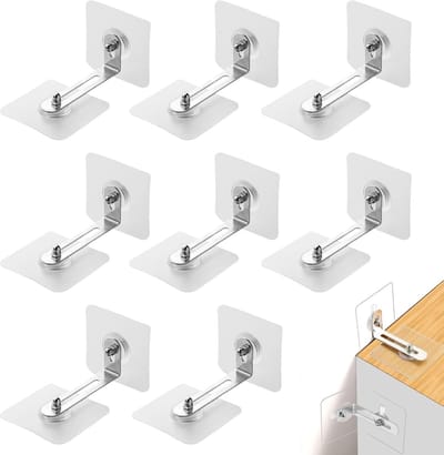 Veiligheidsset voor Meubels, 8 Stuks, Wandbevestiging Zonder Boren, Anti-Tip Beugels voor Baby- en Dierenbescherming, Meubelverankering, Stabiliteitsoplossing