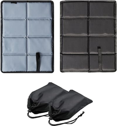 2 stuks - Vouwkussen - Zitmatje - Kussen - Zitkussen - Picknick Kussen - kampeer Kussen - Draagbaar kleed - met Opbergtas - Waterdicht - Opvouwbaar - voor buiten, tuin, camping, picknick, wandelen - grijs en zwart - 29*40cm - polyester