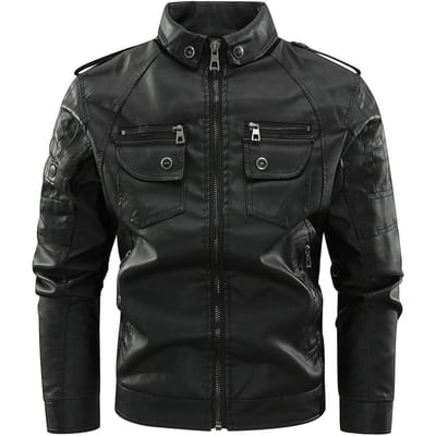 Gewassen Retro Leren Jas met Knap Vakmanschap 4XL black