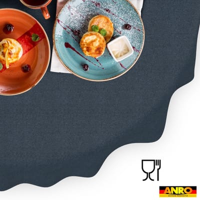 ANRO Tafelkleed Donkerblauwe linnenlook Ovaal 160x140cm Rechte rand Afwasbaar Waterafstotend