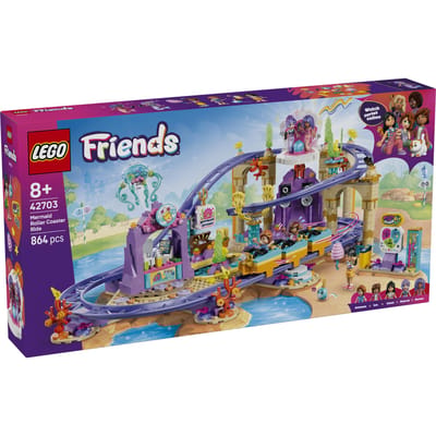LEGO Friends LEGO® FRIENDS 42703 Meerjungwomen achtbaan; rollenspelset met 5 spelfiguren, bubble Tea stand, schelp podium en zwembad