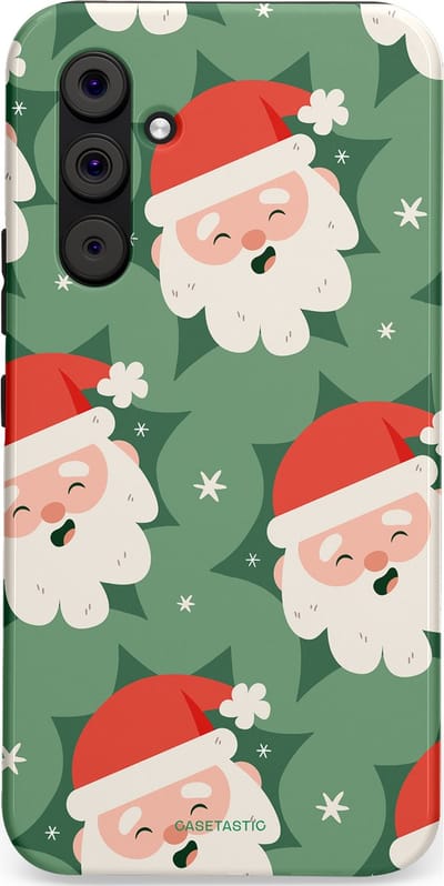 Casetastic hoesje geschikt voor Samsung Galaxy A54 (2023) 5G - Dubbellaagse bescherming - Vrolijke Kerstmannen in de Sneeuw - Fashion Case - Saliegroen Wit Perzik Crème