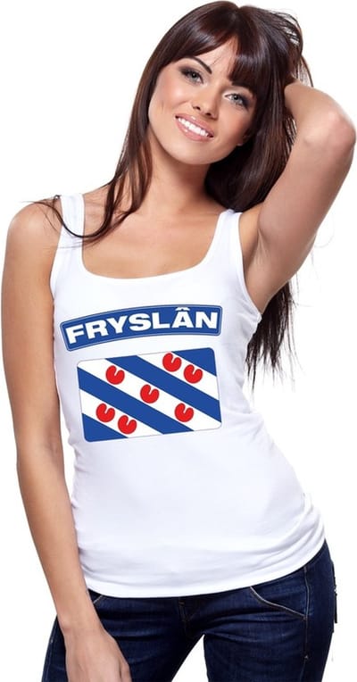 Friesland singlet shirt/ tanktop met Friese vlag wit dames S