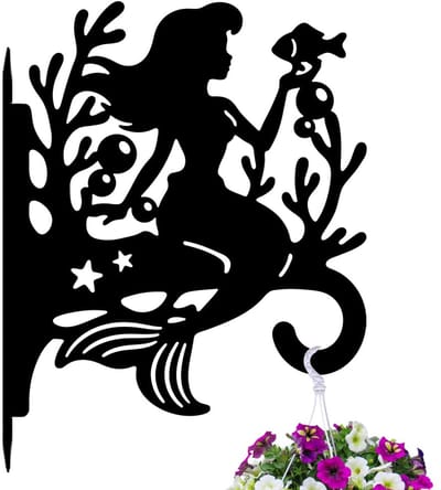 peacoblue Zeemeerminhaken met koralen, ijzeren plantenhouder, 30 x 35 cm, voor hangplanten binnen en buiten, bloemen, varens, lantaarns, voeders, weerbestendig, voor tuin