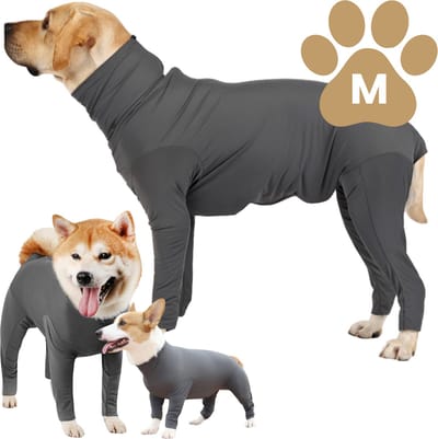 Dogs&Co® Medisch Bodysuit Maat M - Operatie jumpsuit Grijs - Operatiepak voor de hond grijs