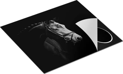 Chefcare Inductie Beschermer Bruin Paard op een Zwart Achtergrond - Zwart Wit - 60x50 cm - Afdekplaat Inductie - Kookplaat Beschermer - Inductie Mat