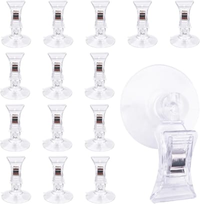 Daity 15-pack - Zuignap haakjes - Zuignapclips - spatwaterdichte douchegordijnclips - zuignaphaken voor raamglas met clips - geschikt voor reclamedisplays - aquariumplantenstandaards - auto's - thuiskantoren