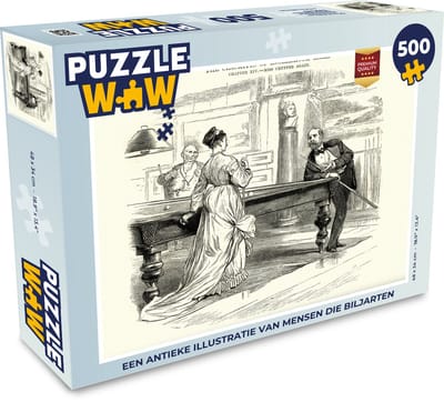 Puzzel Een antieke illustratie van mensen die biljarten - Legpuzzel - Puzzel 500 stukjes