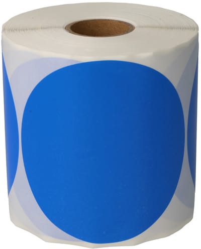 500 Etiketten Stickers Rond Blauw 80 mm op Rol Gekleurd - Sluitzegels Markeringspunten Blanco Labels - Dappaz